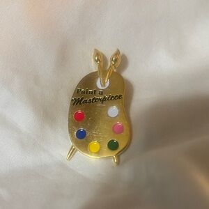 Gold Paint Palette Brooch with Colorful Accents